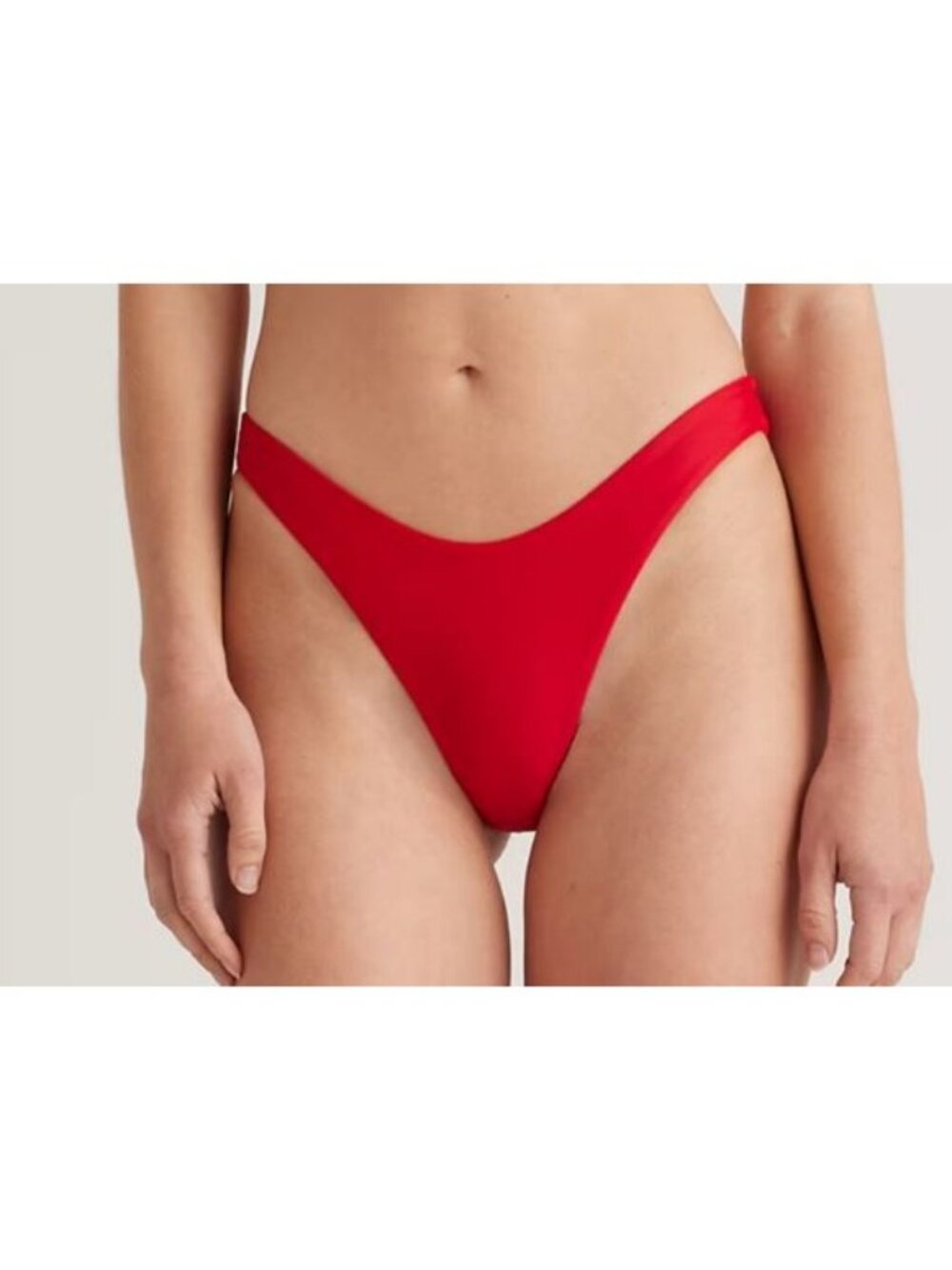 Quince Italian High-Leg Bikini Bottom Cherry Red Size Small NWT